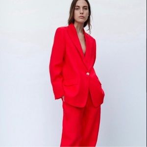 Zara red linen blazer- size S